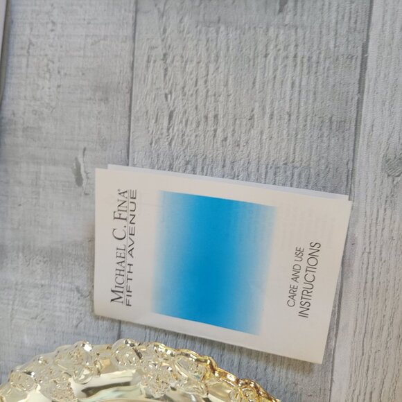 Two-Tiered Glass Serving Tray With Gold Trim & Ornate Handle By Michael C. Fina - Picture 10 of 10